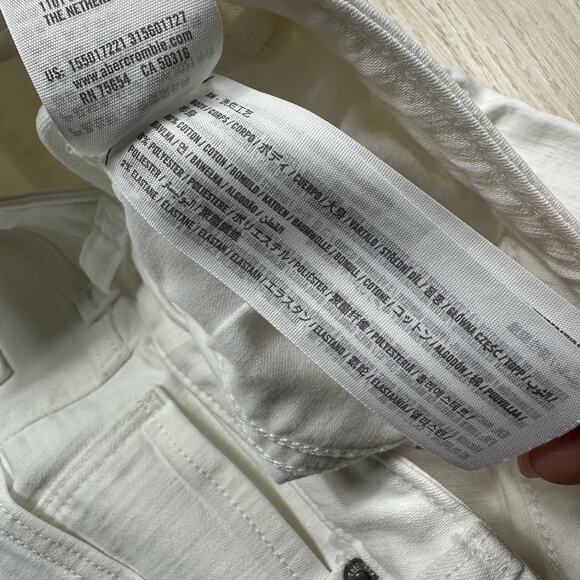 Abercrombie & Fitch Curve High Rise Super Skinny Ankle White Distressed Jeans 27 - Picture 9 of 13